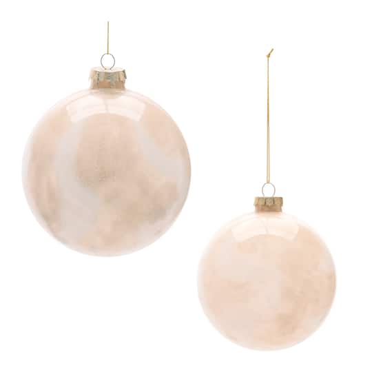 Melrose Beige Frosted Glass Ball Ornament Set